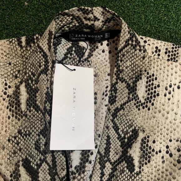 NWT ZARA Snake Skin Print Midi V Neck Dress - Picture 6 of 8